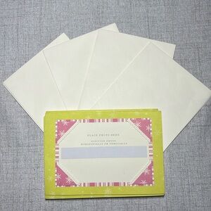 Photo greeting cards pink green whites snowflakes “Holiday Season” count = 9